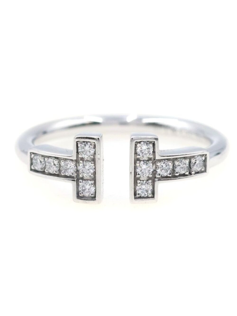 Tiffany & Co T Wire Pave Diamond Ring White Gold